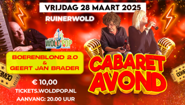 Cabaretavond met Boerenblond 2.0 en Geert Jan Brader